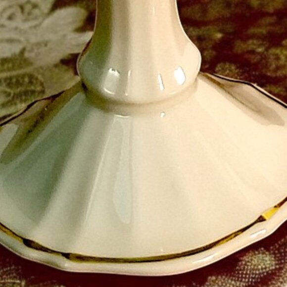 Set-2 Lenox Symphony Candle Holders Ivory China w/Gold Trim 1980's Made in USA - Picture 9 of 11